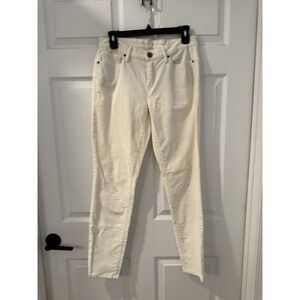Victoria Secret VS Mid Rise Siren Cream Corduroy Pants Skinny Leg Women's Size 6